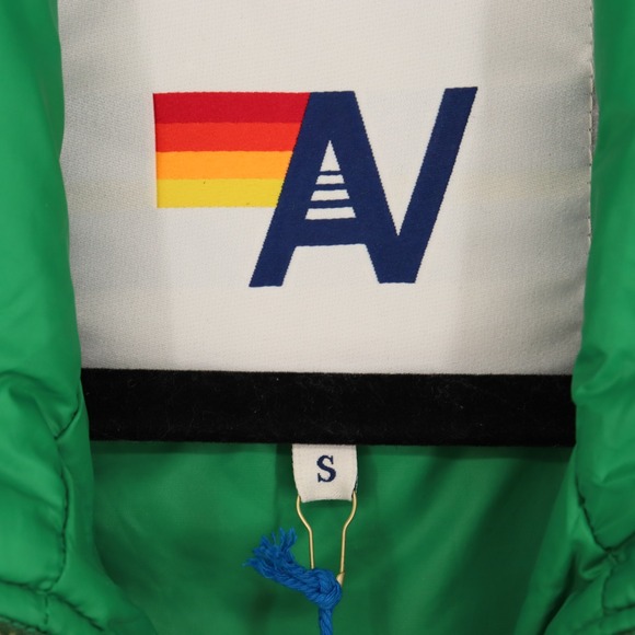 Aviator Nation Women's 5 Stripe Puffer Vest Size S Green Rainbow Non Glossy NWT - Picture 7 of 10